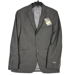 Haggar Suit Blazer Jacket Size 40L Slim Fit Gray Pinstripe Business Formal